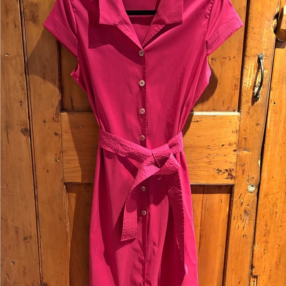 HUGO BOSS Fuschia Midi Dress with Belt - Picture 4 of 8